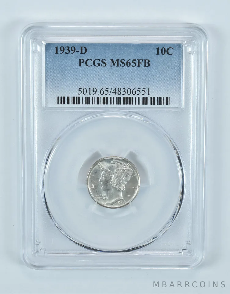 1939-D Mercury Dime MS65 FB PCGS Blue Label
