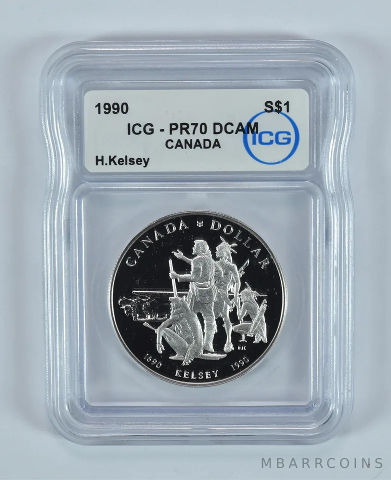 1990 Canada 1 Dollar Silver H Kelsey PR70 DCAM ICG