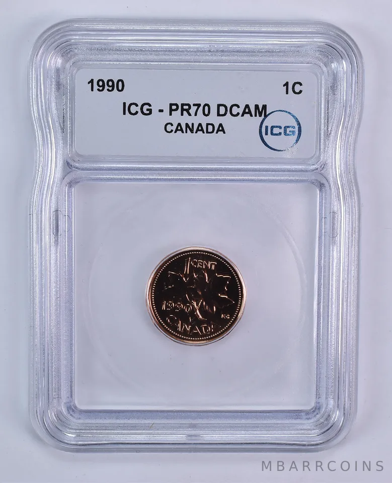 1990 Canada 1 Cent PR70 DCAM ICG