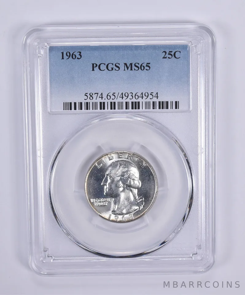 1963 Washington Quarter MS65 PCGS Blue Label