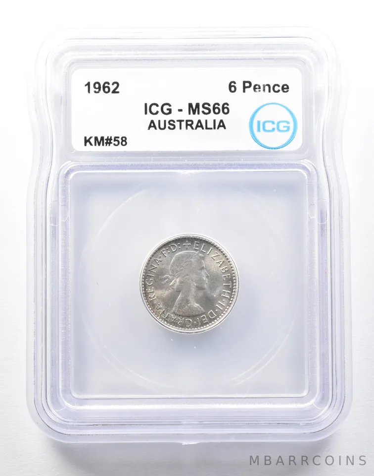 1962 Australia 6 Pence KM#58 MS66 ICG a0510