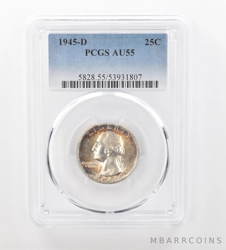 1945-D Washington Quarter AU55 PCGS Beautiful Tone *0952