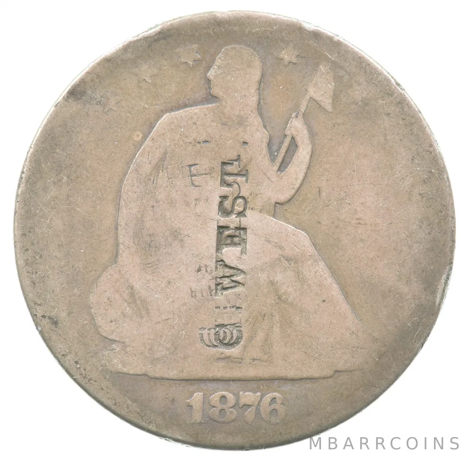 1876 Seated Liberty Half Dollar "C West" Counterstamp *8897