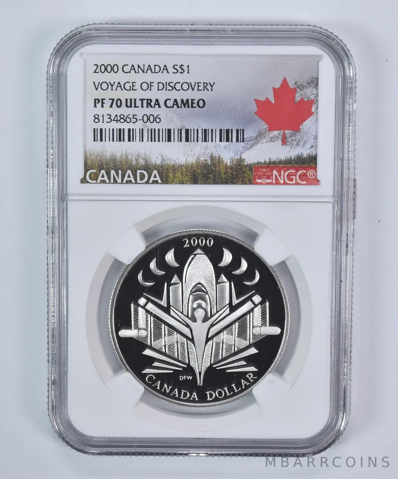 2000 Canada 1 Dollar Silver Voyage Of Discovery PF70 UCAM NGC Canada Label