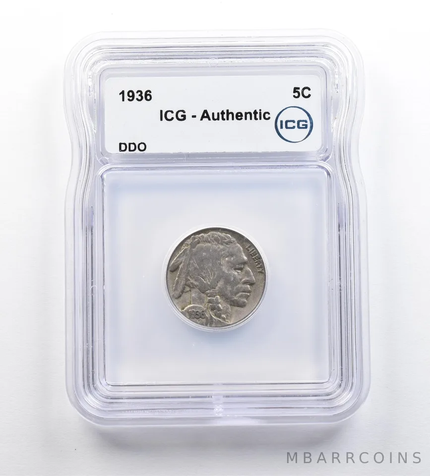 1936 Indian Head Buffalo Nickel DDO Authentic ICG *9183