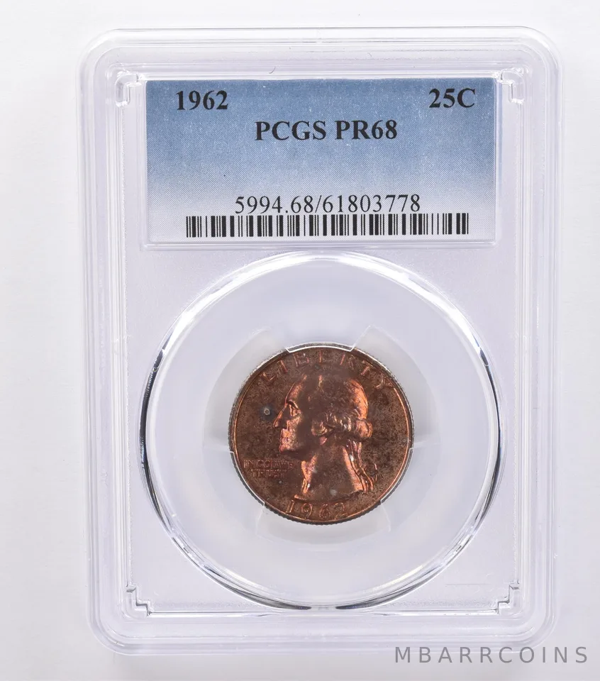 1962 Washington Quarter PR68 PCGS Beautiful Tone *8715
