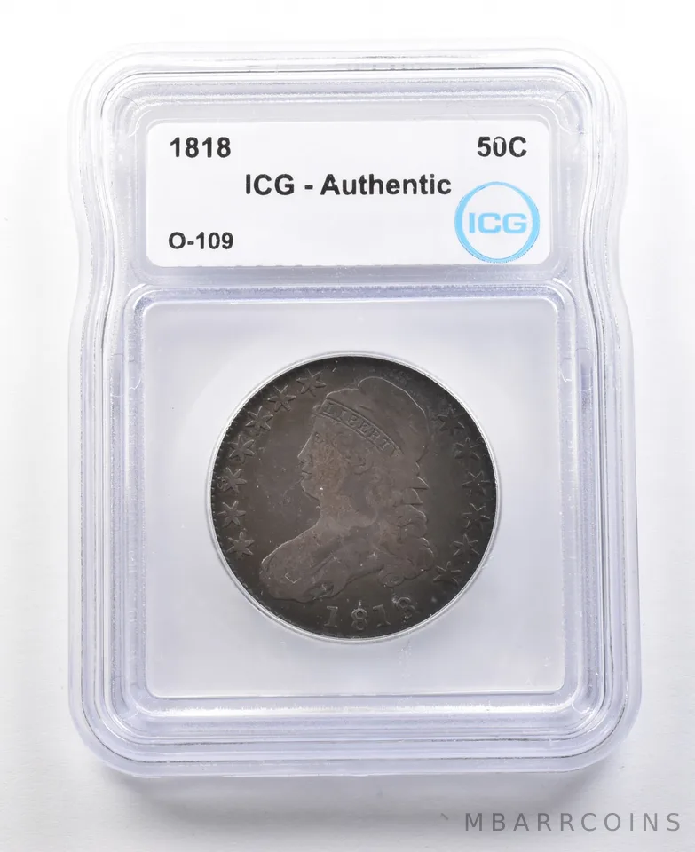 1818 Capped Bust Half Dollar O-109 Authentic ICG a3029