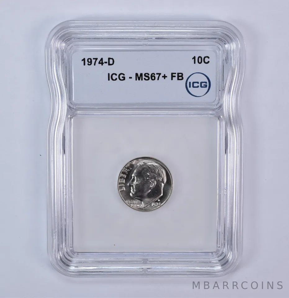 1974-D Roosevelt Dime MS67+ FB ICG