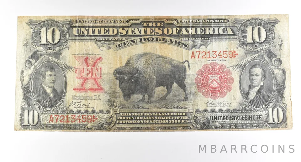 1901 $10 Legal Tender Large Note Red Seal Bison *2777