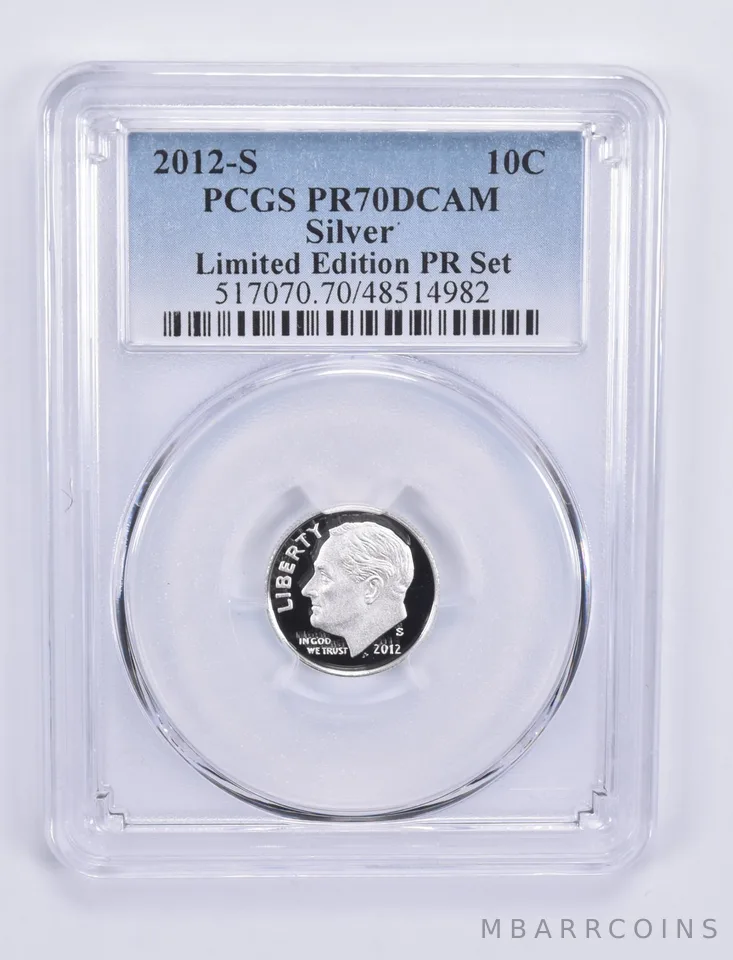 2012-S Roosevelt Dime Silver Limited Edition Set PR70 DCAM PCGS Blue Label