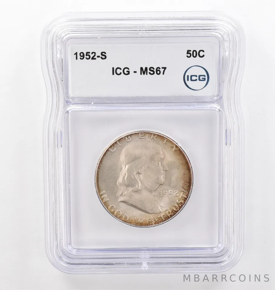 1952-S Franklin Half Dollar MS67 ICG Peripheral Tone *6207