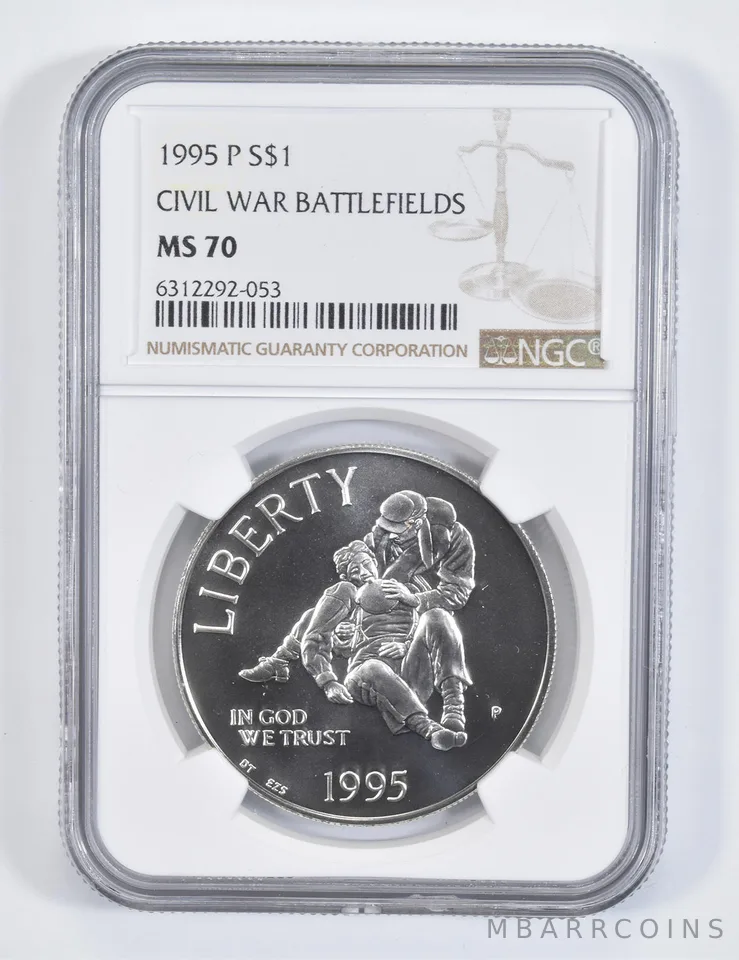 1995-P Civil War Gettysburg Commemorative Silver Dollar MS70 NGC