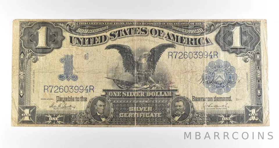 1899 $1 Silver Certificate Black Eagle Blue Seal Large Note *4504