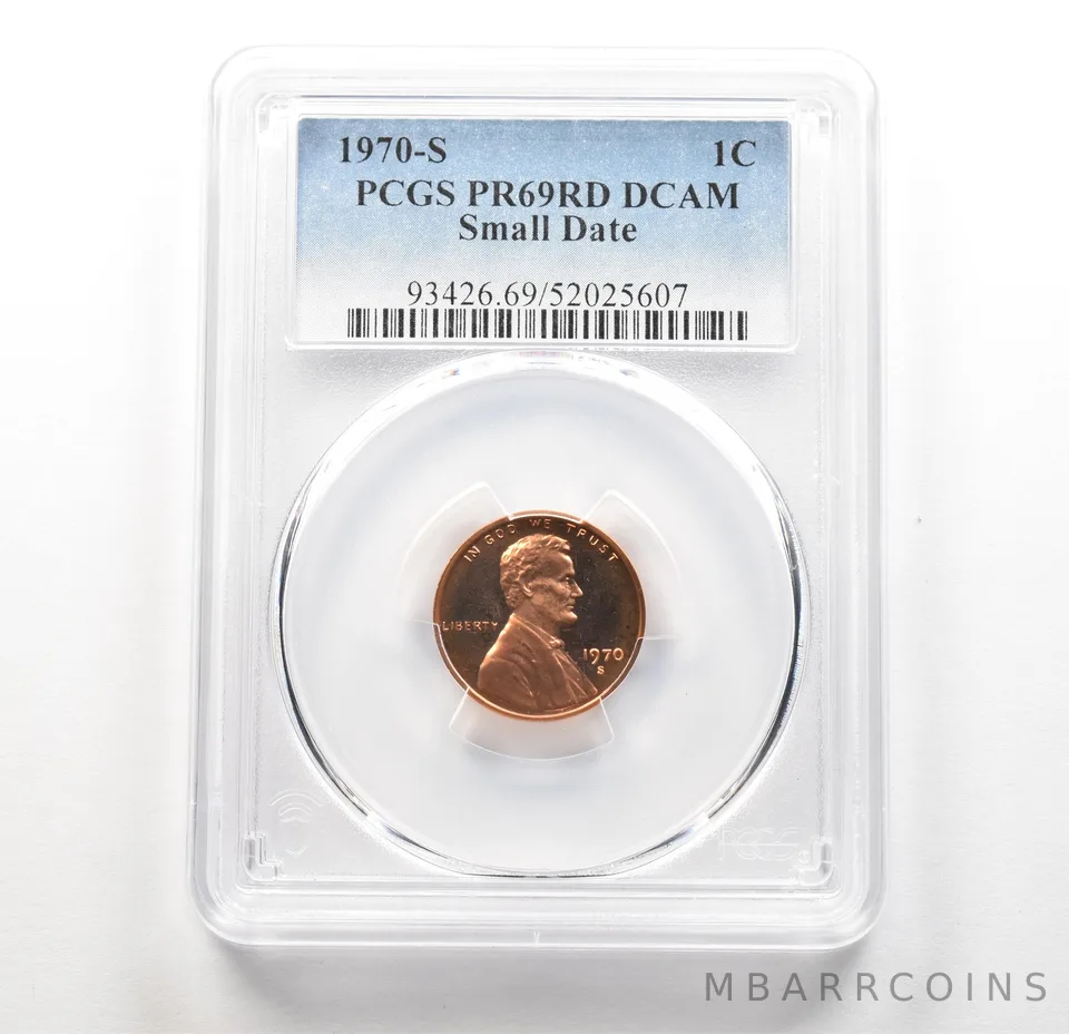 1970-S Lincoln Memorial Cent Small Date PR69 RD DCAM PCGS a6302