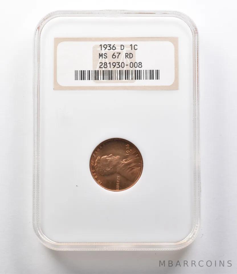 MS67 RD 1936-D Lincoln Wheat Cent NGC a2779
