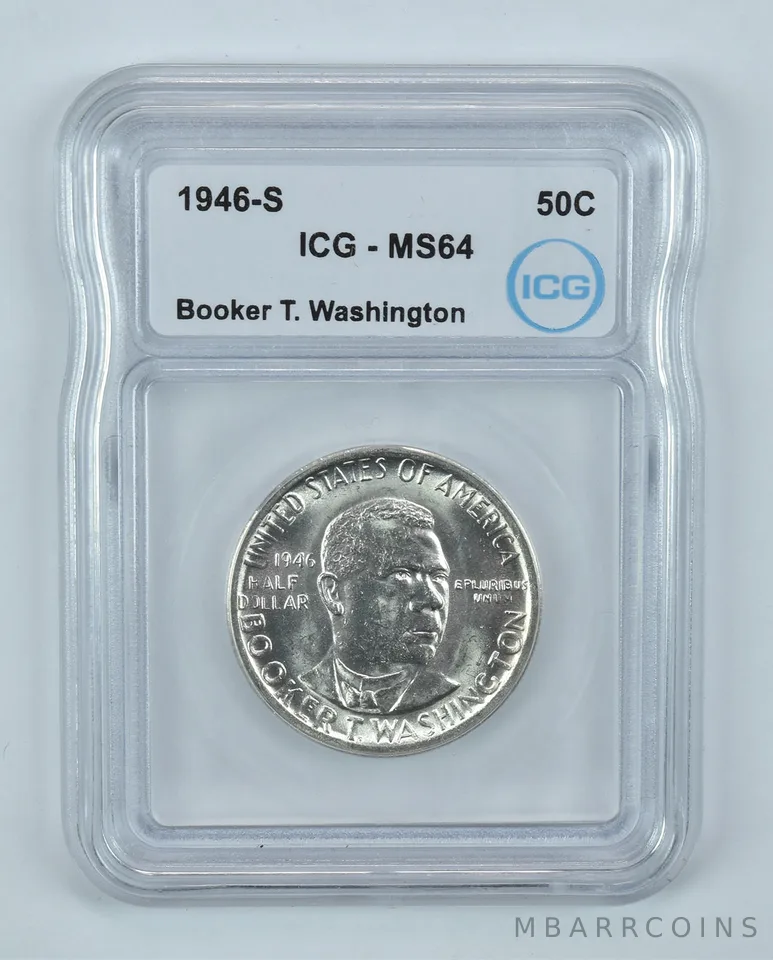 1946-S Booker T Washington Commemorative Half Dollar MS64 ICG