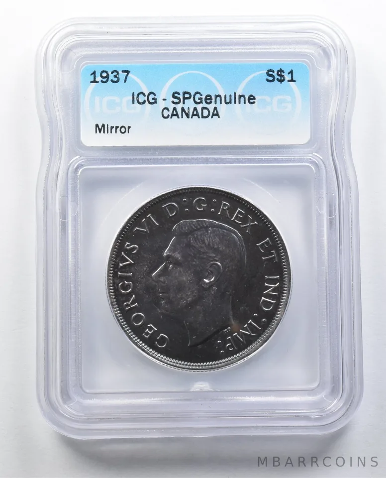 SP Genuine 1937 Canada Silver Dollar Mirror ICG Specimen Proof a2157