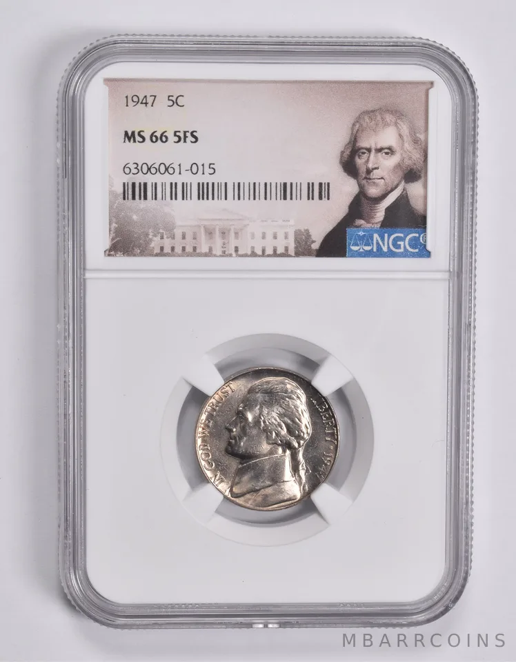 MS66 5 FS 1947 Jefferson Nickel NGC *3571