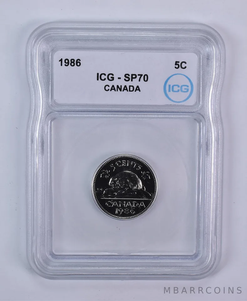 1986 Canada 5 Cents Beaver SP70 ICG
