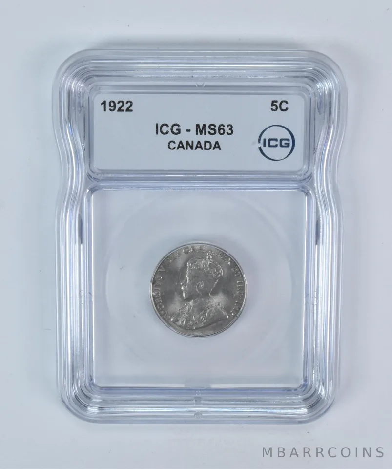 1922 Canada 5 Cents MS63 ICG *5690