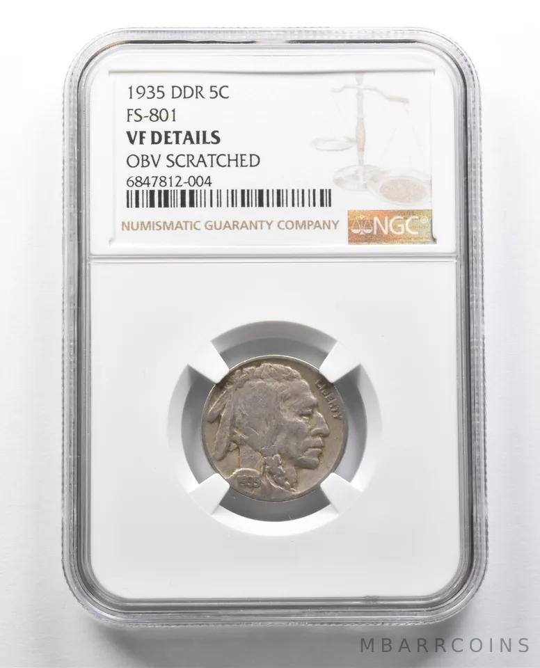 VF Details 1935 DDR FS-801 Indian Head Buffalo Nickel Obv Scratched NGC *2408
