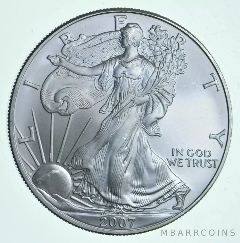 2007 Unc American Silver Eagle 1 Troy Oz .999 Fine Silver