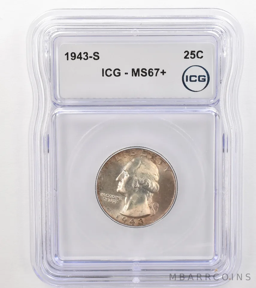 1943-S Washington Quarter MS67+ ICG Beautiful Tone *9121