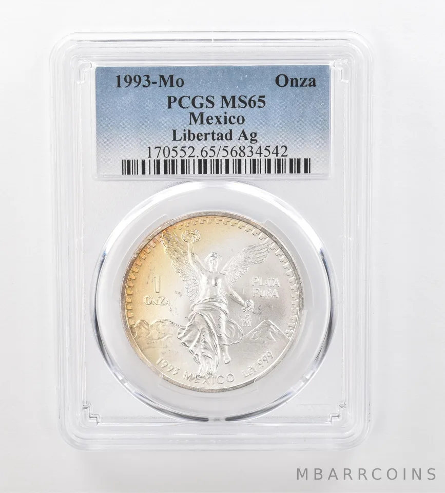 1993 Mo Mexico 1 Onza Silver Libertad MS65 PCGS Beautiful Tone *0912