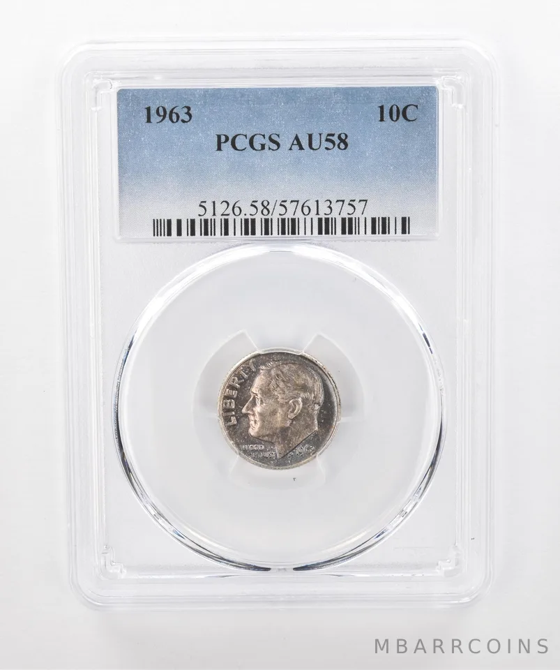 1963 Roosevelt Dime AU58 PCGS Beautiful Tone *1544