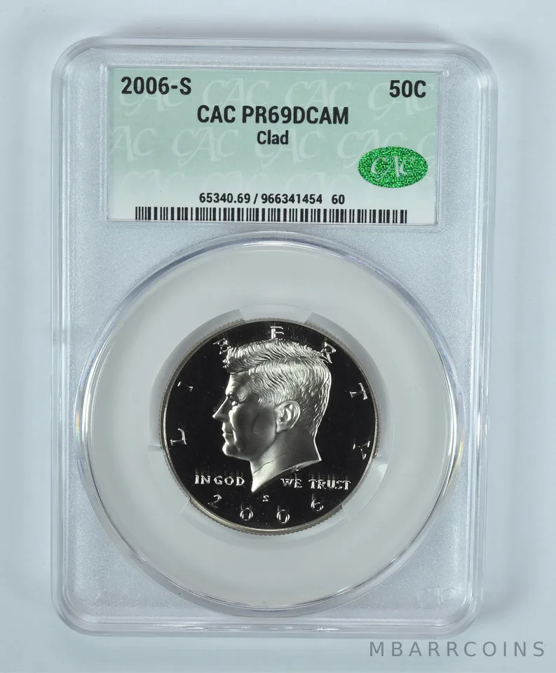 2006-S Kennedy Half Dollar CLAD PR69 DCAM CAC CACg