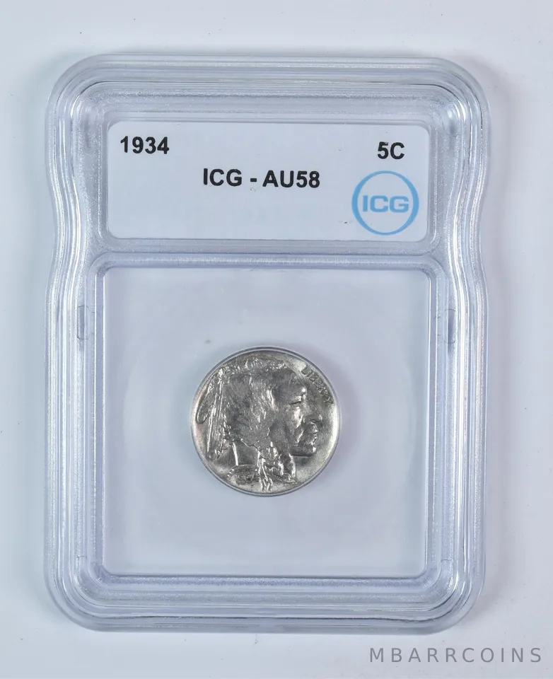 1934 Indian Head Buffalo Nickel AU58 ICG