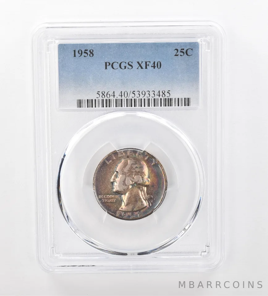 1958 Washington Quarter XF40 PCGS Beautiful Tone *0969