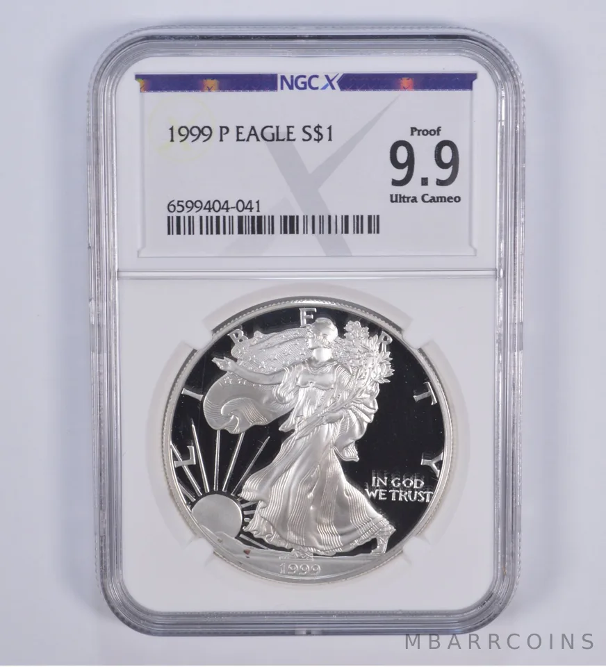 1999-P American Silver Eagle Proof 9.9 NGC X NGCX - Almost PERFECT