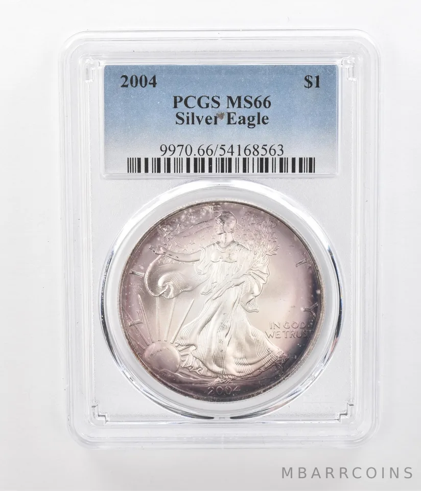 2004 American Silver Eagle MS66 PCGS Beautiful Tone a1272