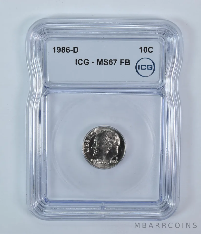1986-D Roosevelt Dime MS67 FB ICG
