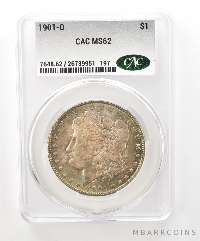 1901-O Morgan Silver Dollar MS62 CAC CACg Beautiful Tone a6596