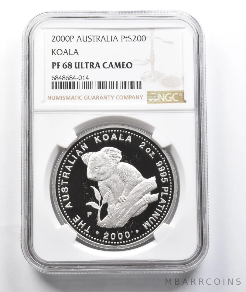 PF68 UCAM 2000 P Australia 200 Dollars Koala 2 Oz Platinum NGC *7754