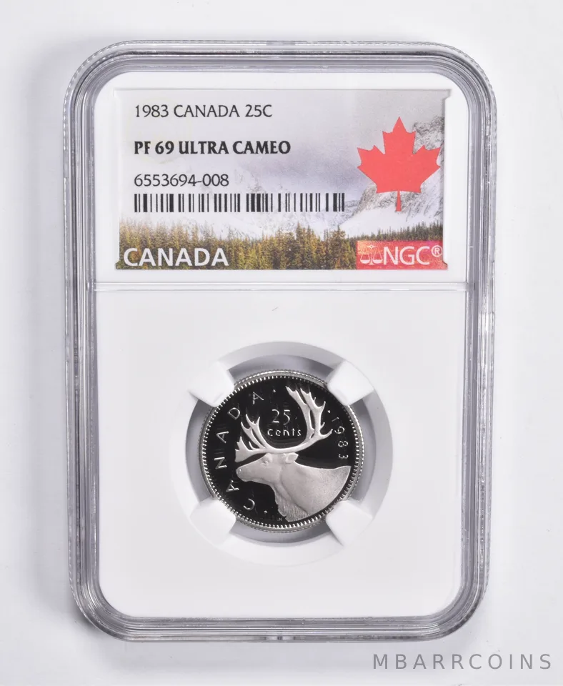 1983 Canadian 25C Quarter PF69 UCam NGC Canada Lbl