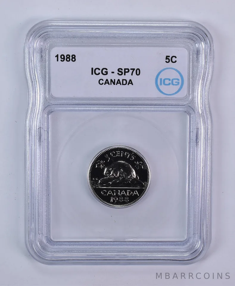 1988 Canada 5 Cents Beaver SP70 ICG