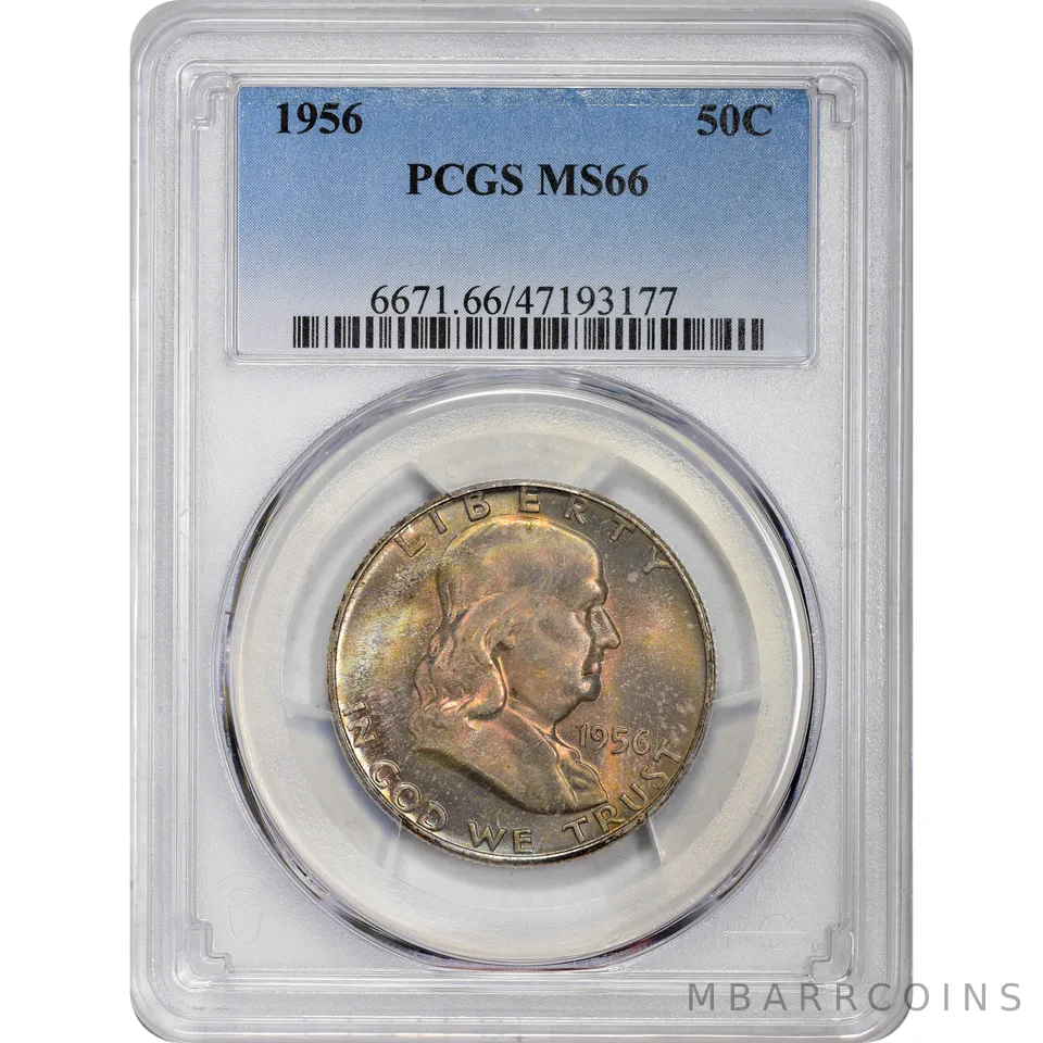 MS66 1956 Franklin Half Dollar PCGS Beautifully Toned a2906