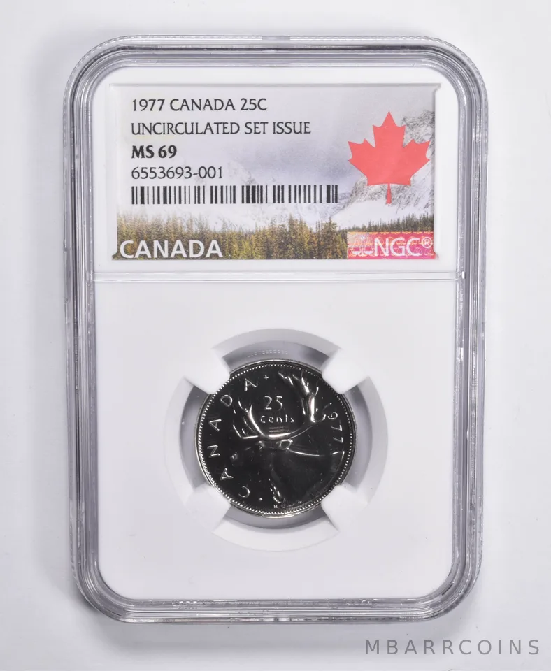 1977 Canada 25C Quarter Unc Set Issue MS69 NGC Canada Lbl