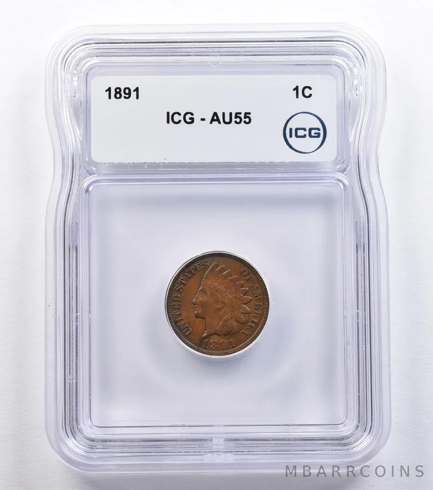1891 Indian Head Cent AU55 ICG *2188