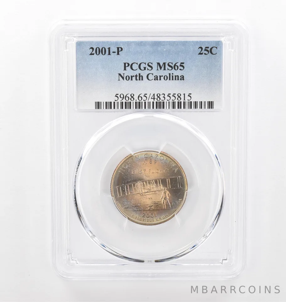 2001-P Washington State Quarter North Carolina MS65 PCGS Beautiful Tone *2232