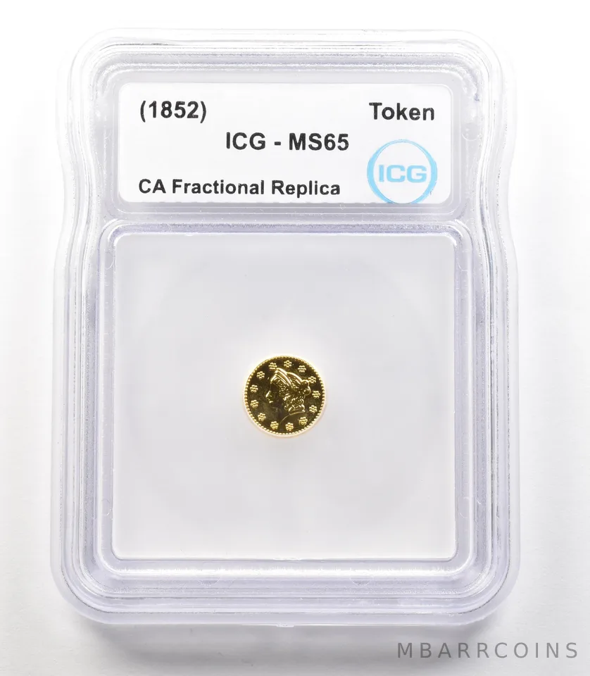 (1852) California Fractional Gold Token Liberty Head 1/2 Dollar MS65 ICG a4118