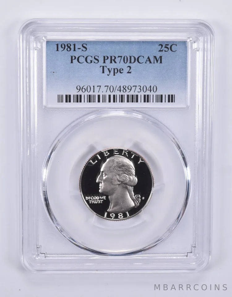 1981-S Washington Quarter Type 2 PR70 DCAM PCGS Blue Label