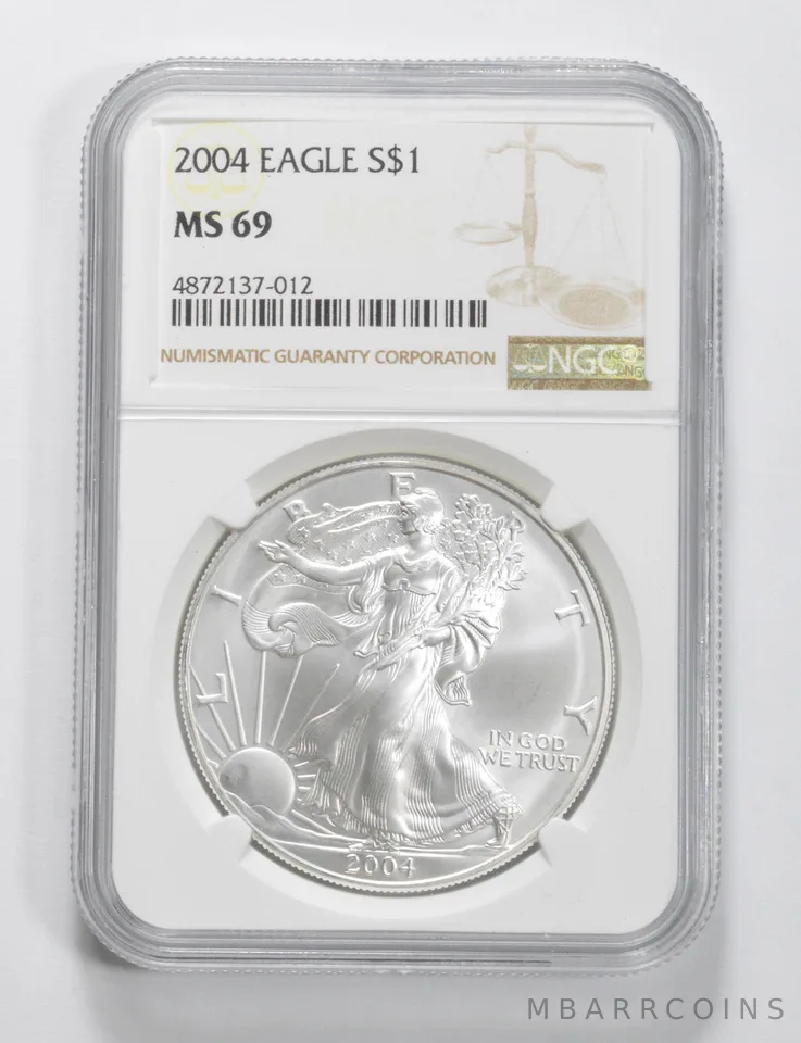 2004 American Silver Eagle MS69 NGC Brown Label