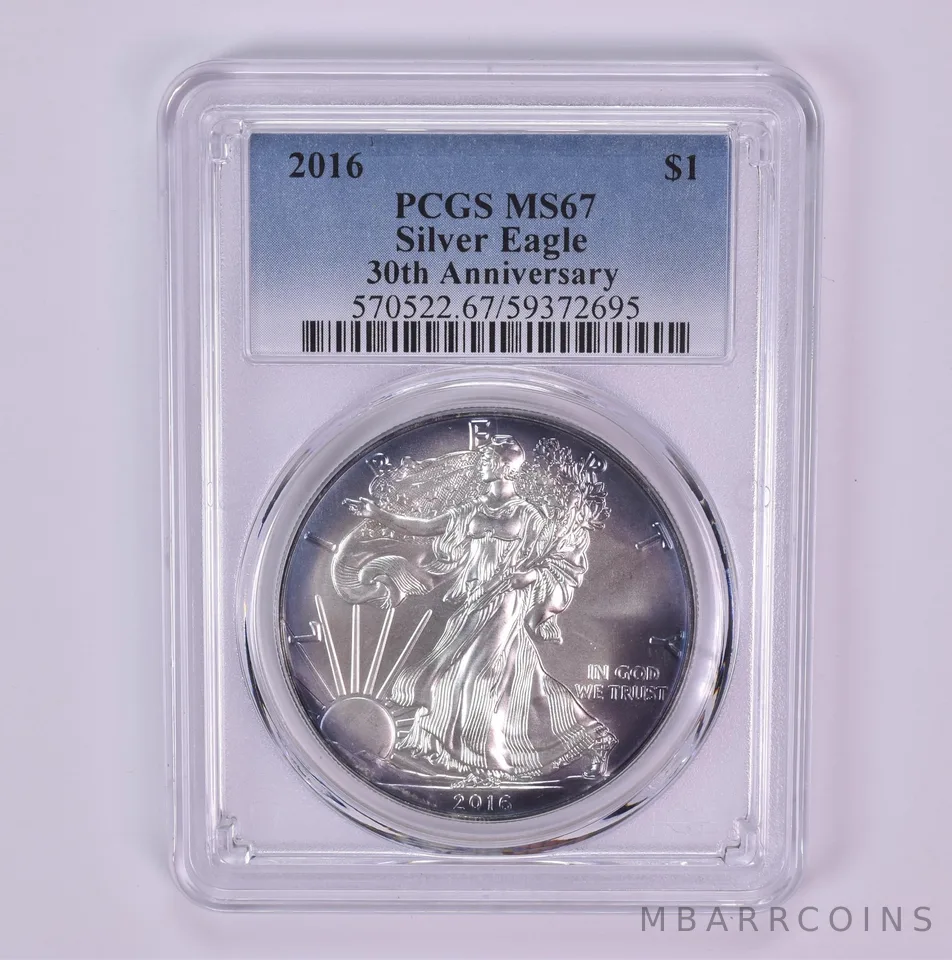 2016 American Silver Eagle MS67 PCGS Beautiful Tone *1487