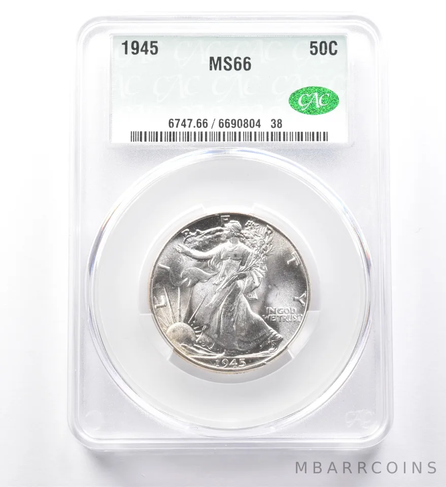 1945 Walking Liberty Half Dollar MS66 CAC *0022