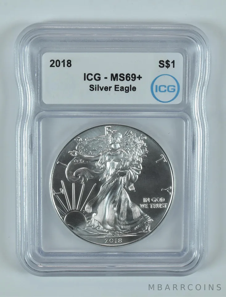 2018 American Silver Eagle MS69+ ICG