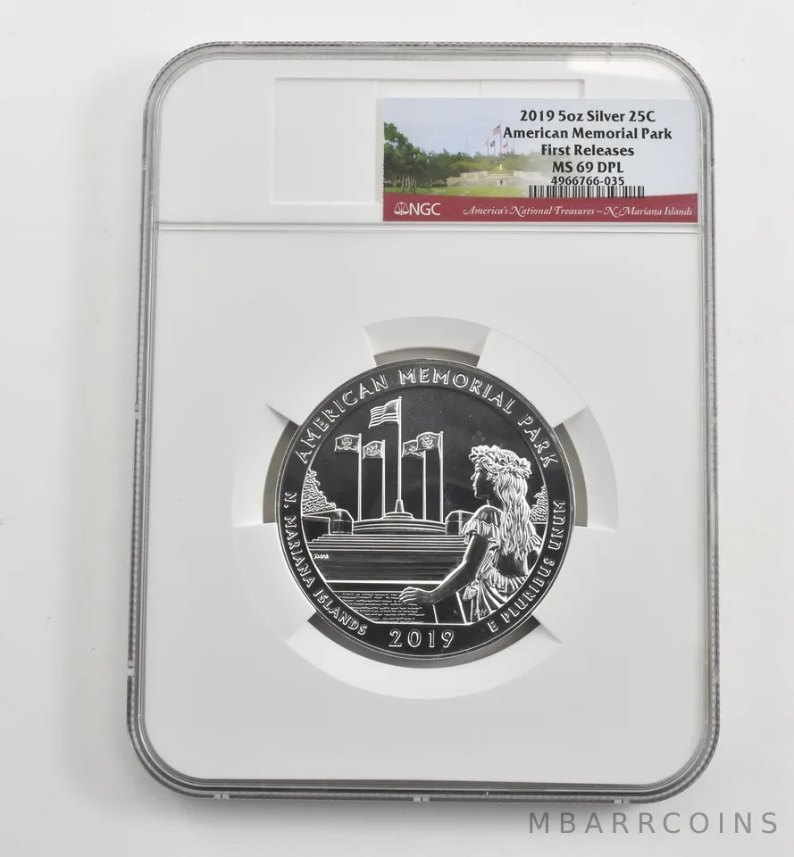 2019 5 Oz Silver Quarter ATB American Memorial Park FR MS69 DPL NGC *1607
